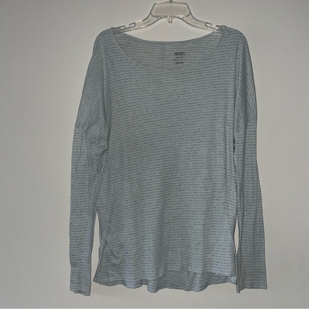 Gilligan & O'Malley Light Gray Striped Long Sleeve Top